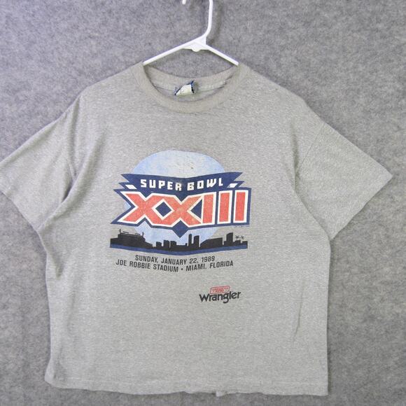 Vintage Super Bowl XXIII Shirt T-Shirt Mens XL Gray NFL Football Miami 1989 80s - Picture 1 of 9
